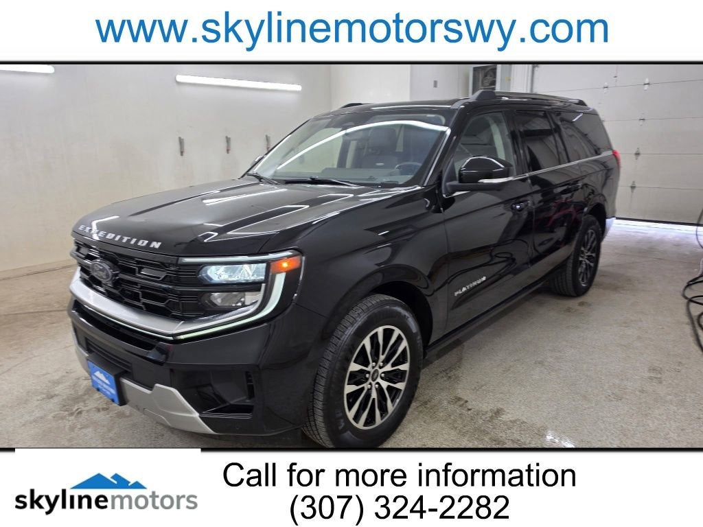 2025 Ford Expedition Max Platinum in Black — front three-quarter view